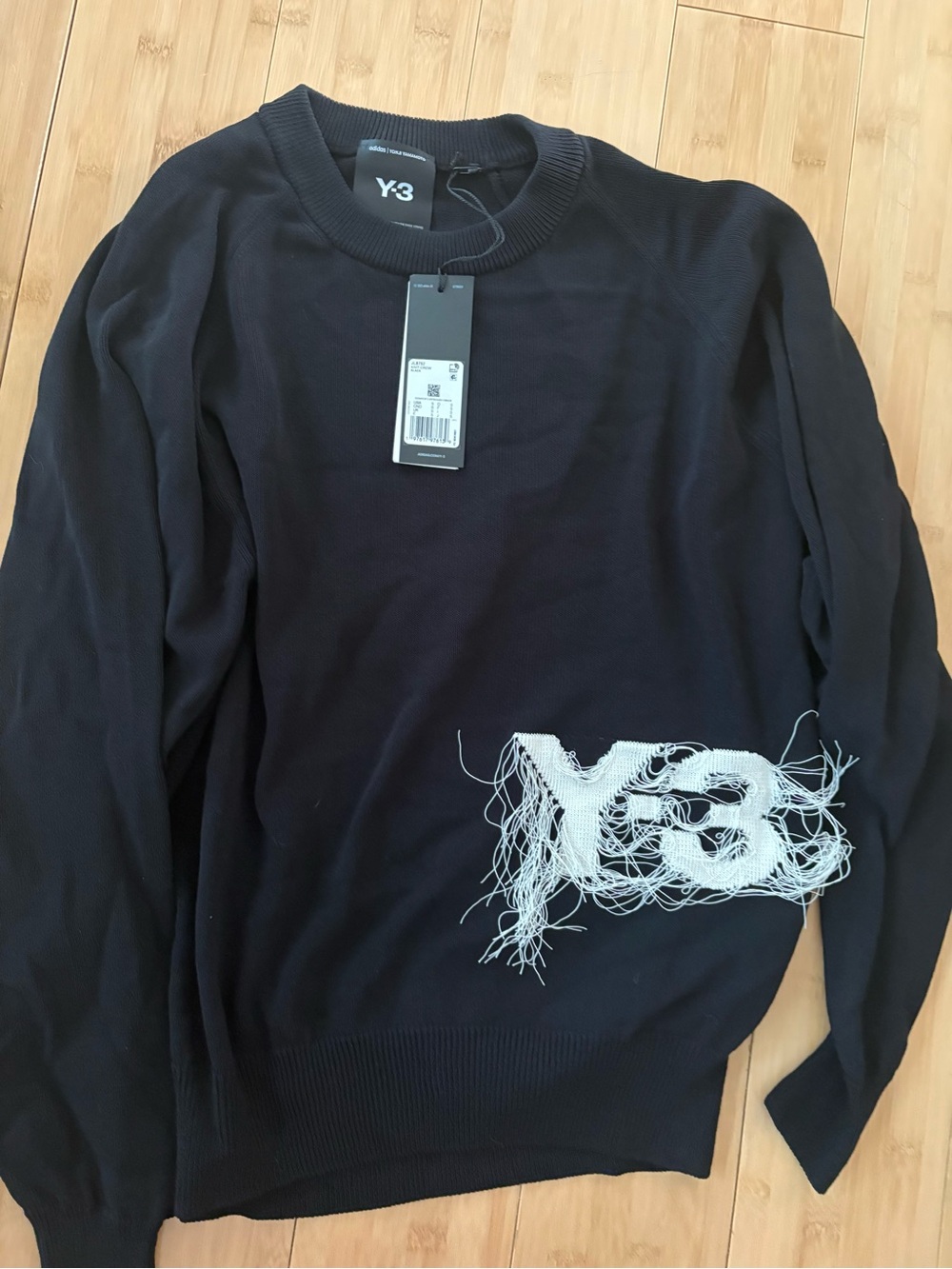 Adidas Y-3 Men’s Black Logo Crewneck Sweater Y-3 LOGO KNIT CREW SWEATSHIRT